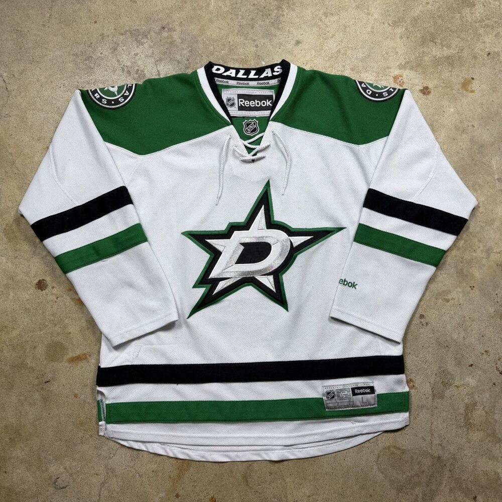 White Reebok NHL Dallas Stars Hockey Jersey Size L